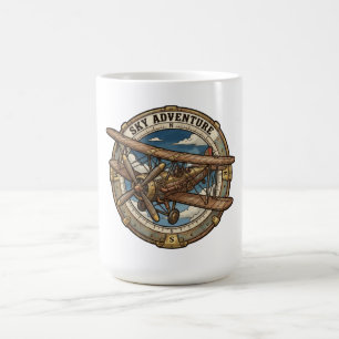 Himmelsabenteuer Vintage-Steampunk-Doppeldecker Kaffeetasse