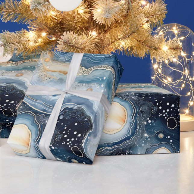Himmelsachat | Abstrakter Planetarischer Stein Geschenkpapier (Feiertage)