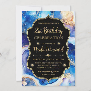 Himmelsachat Blau Lila Marmor Geburtstag Einladung