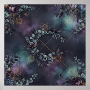 Himmelsauge-Eukalyptus-Dunkle-Floral-Poster Poster