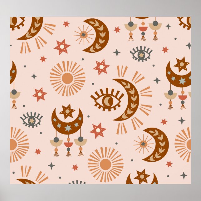 Himmelsauge, Mond, Sonnenmuster. Poster (Vorne)
