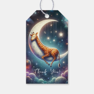 Himmelsbaby-Giraffe schlafend auf Mond und Sternen Geschenkanhänger