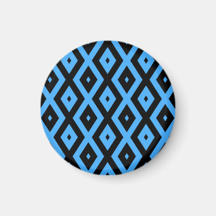 Himmelsblau und schwarz - Diamantenmuster Magnet