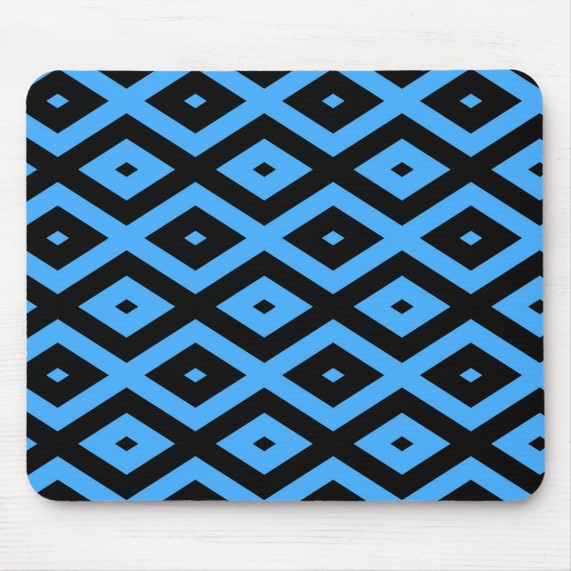 Himmelsblau und schwarz - Diamantenmuster Mousepad (Vorne)