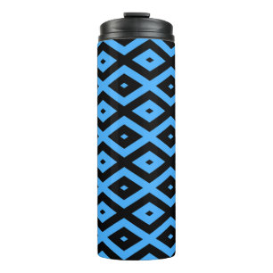 Himmelsblau und schwarz - Diamantenmuster Thermosbecher