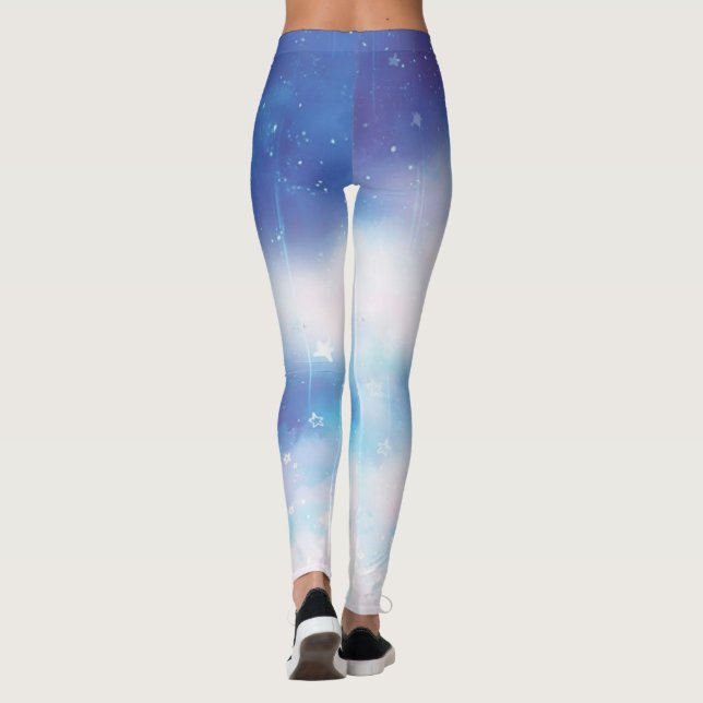 Himmelsblauer Nebel Leggings (Rückseite)