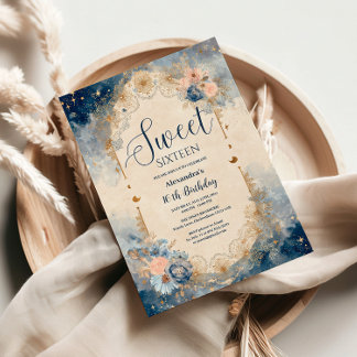 Himmelsblumige Art Nouveau Sweet Sixteen Einladung