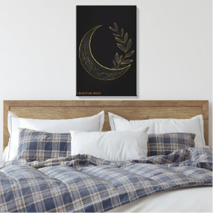 Himmelsbotanik Halbmond Gold Leinwand Wandkunst