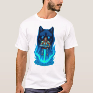 Himmelsbotanik-Kunst Handtexturierter Mond & Olive T-Shirt