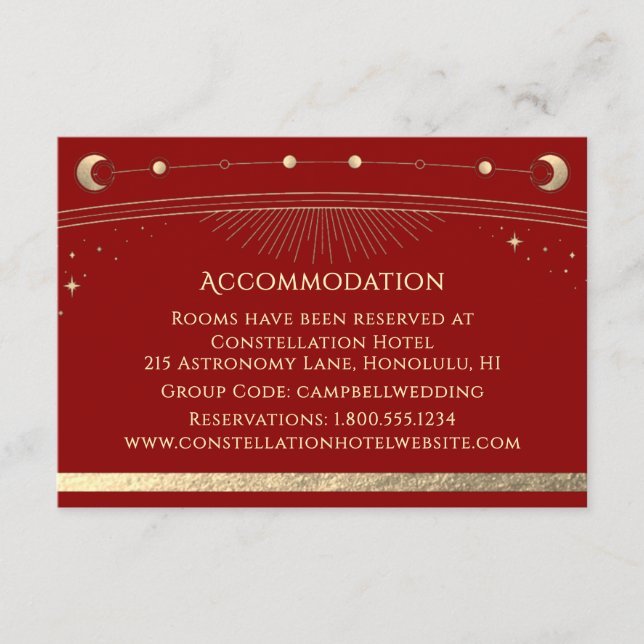 Himmelsdunkelrote Sonnenstrahlen Unterkunft Begleitkarte (Vorderseite)