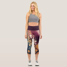 Himmelsfluid-Marmor in Mitternachtsgold Capri Leggings