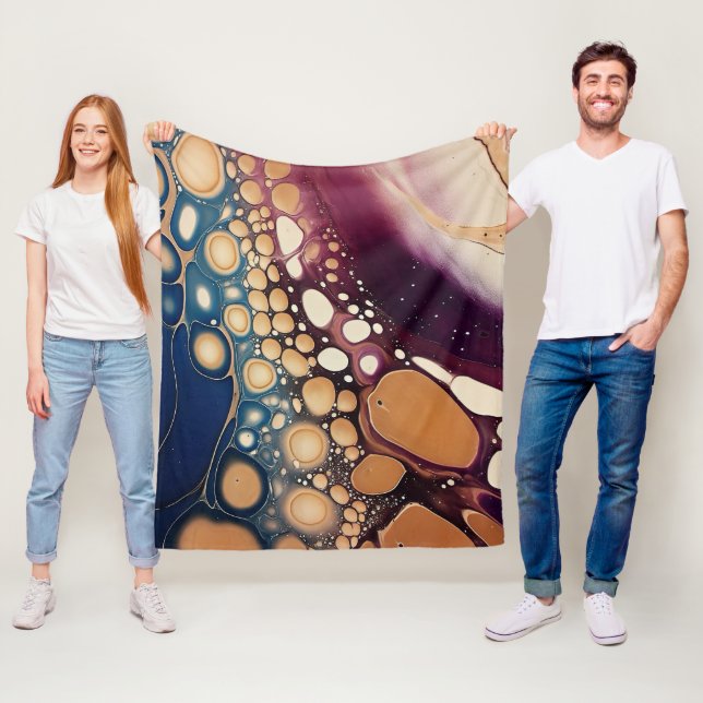 Himmelsfluid-Marmor in Mitternachtsgold Fleecedecke (Beispiel)