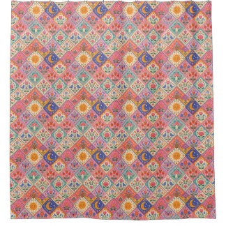 Himmelsfolklore-Patchwork-Duschvorhang – Laune Duschvorhang