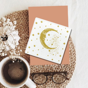 Himmelsfrau, Mondsterne, boho, elegante Astronomie Glasuntersetzer