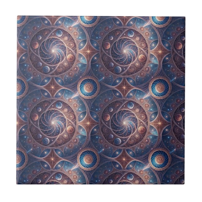 Himmelsgalaxie Spirale Mandala Design Muster Kunst Fliese (Vorderseite)
