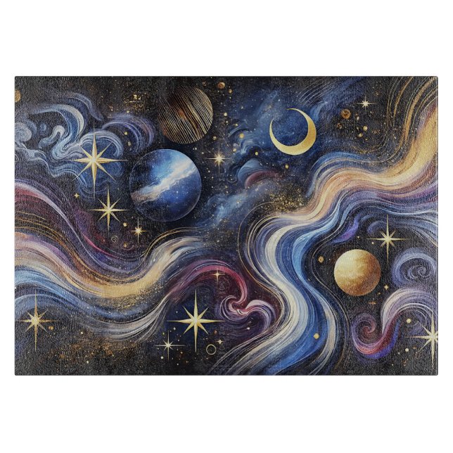 Himmelsgalaxie Sterne Schneidbrett Kosmische Küche Schneidebrett (Vorderseite)