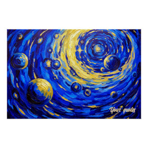 Himmelsgalaxie Wirbel Malerei Blau Gold Kosmisch Poster