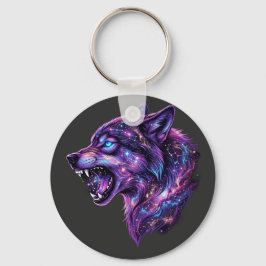 Himmelsgalaxie Wolf Brüllen Grafik T-Shirt Schlüsselanhänger