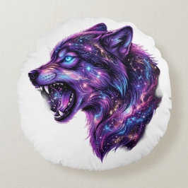 Himmelsgalaxie Wolf Brüllt Grafik T-Shirt Rundes Kissen