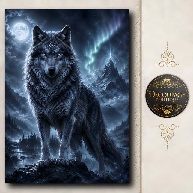 Himmelsgeist-Wolf-Dekupage Seidenpapier (Celestial Spirit Wolf Decoupage Tissue Paper)
