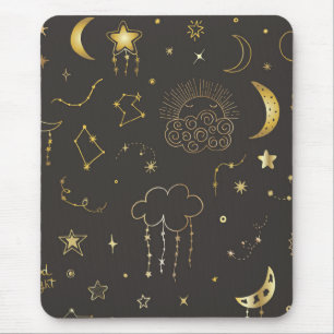 Himmelsgoldene Sterne, Mond & Sternbilder Mousepad