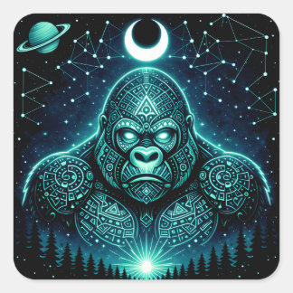 Himmelsgorilla – Galaxie der kosmischen Primaten-W Quadratischer Aufkleber