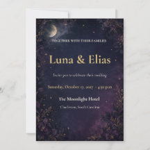 Himmelsgotische Mond-Hochzeitseinladung zum Bearbe