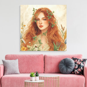 Himmelsgöttin Boho-Wandkunst Strahlend Leinwanddruck
