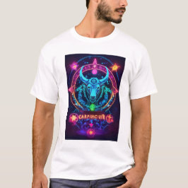 Himmelsharmonie: Capricorn & Taurus Neon Zodiac T-Shirt