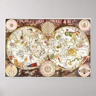 Himmelskarte aus dem 17. Jahrhundert Poster