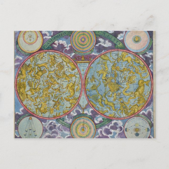 Himmelskarte der Planeten Postkarte (Vorderseite)