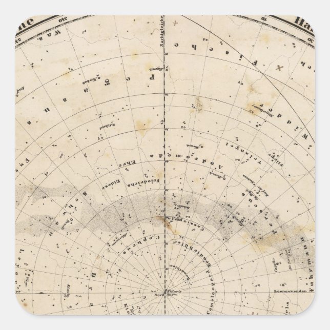 Himmelskarte Quadratischer Aufkleber (Vorderseite)