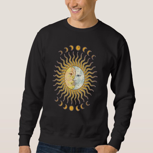 Himmelskörper Halbmond Sonne Boho Astronomie Als Sweatshirt (Vorderseite)