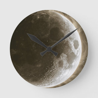Himmelskörper l -- Mond-Wandkunst Runde Wanduhr