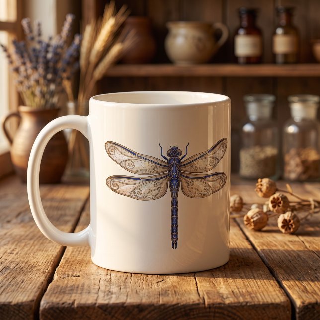 Himmelslibelle Tasse Luxus-Linienkunst (Von Creator hochgeladen)