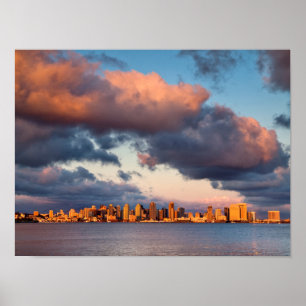 Himmelslinie der Stadt San Diego Bay Poster