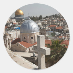Himmelslinie des alten Jerusalems Runder Aufkleber