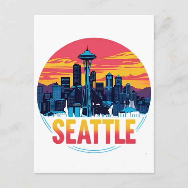 Himmelslinie von Seattle Postkarte (Vorderseite)