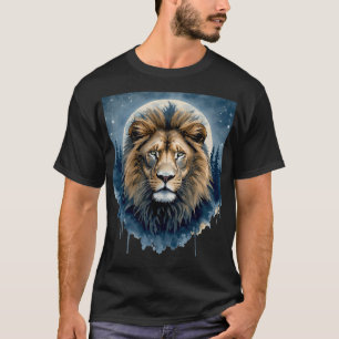 Himmelslöwe Aquarell Mondbeschienener Löwengeist T-Shirt