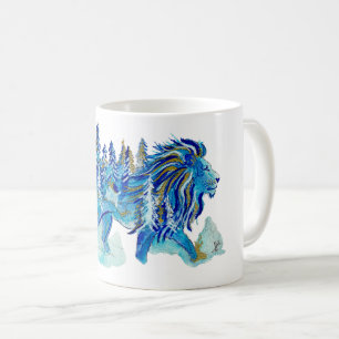 Himmelslöwe des goldenen Waldes Aquarell Kaffeetasse