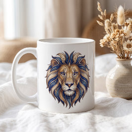 Himmelslöwentasse Gold & Blau Luxuslinie Kunst Kaffeetasse