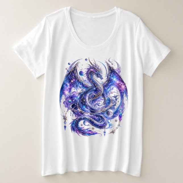 Himmelsmagie-Drache  Große Größe T-Shirt (Design vorne)