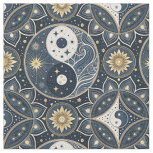 Himmelsmandala-Design im Yin-Yang-Muster Stoff