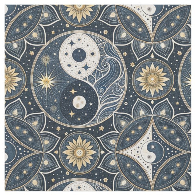 Himmelsmandala-Design im Yin-Yang-Muster Stoff (Nahaufnahme)