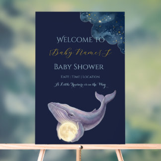 Himmelsmond-Baby-Shower-Willkommensschild | Wal & Acrylschild