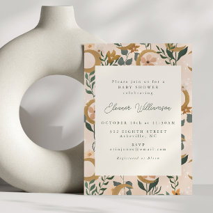 Himmelsmond Floral Boho Neutrale Babyparty Einladung