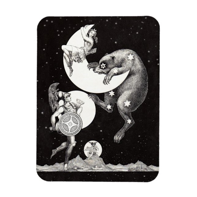 Himmelsmond Himmelswelt Gottes Nacht Illustration Magnet (Vertikal)