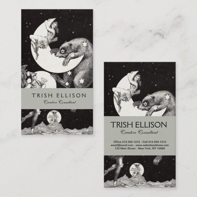 Himmelsmond Himmelswelt Gottes Nacht Illustration Visitenkarte (Vorne/Hinten)