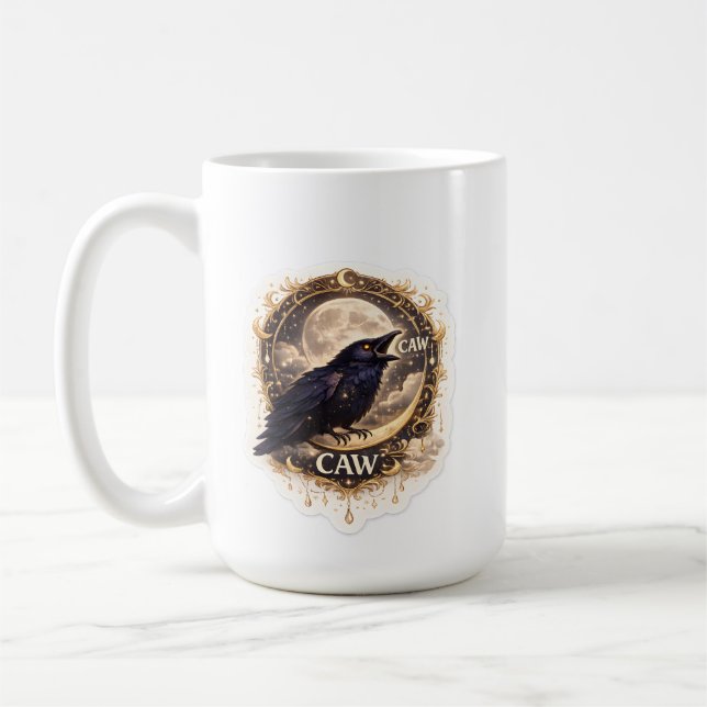 Himmelsmond-Raben-Gotische Nacht-Natur-Vibes Kaffeetasse (Links)