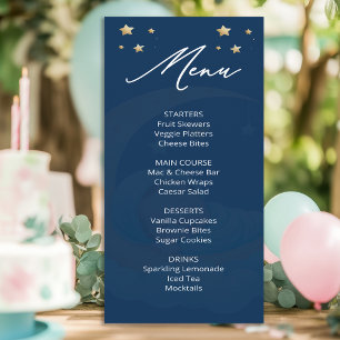 Himmelsmond Sterne Baby Shower Menükarte